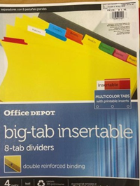 Dividers 8 Tab Multicolor 3 Hole Punch