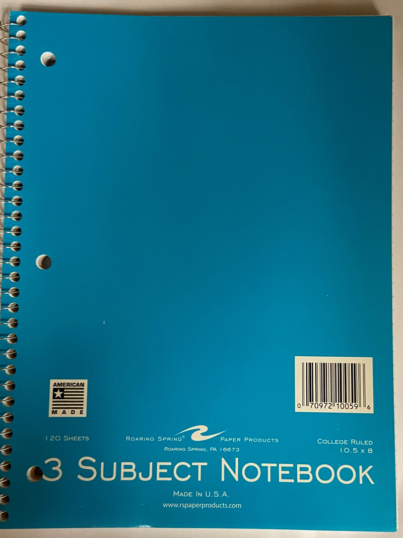 Notebook 3Sub 10.5X8 120Ct (SKU 103013331072)